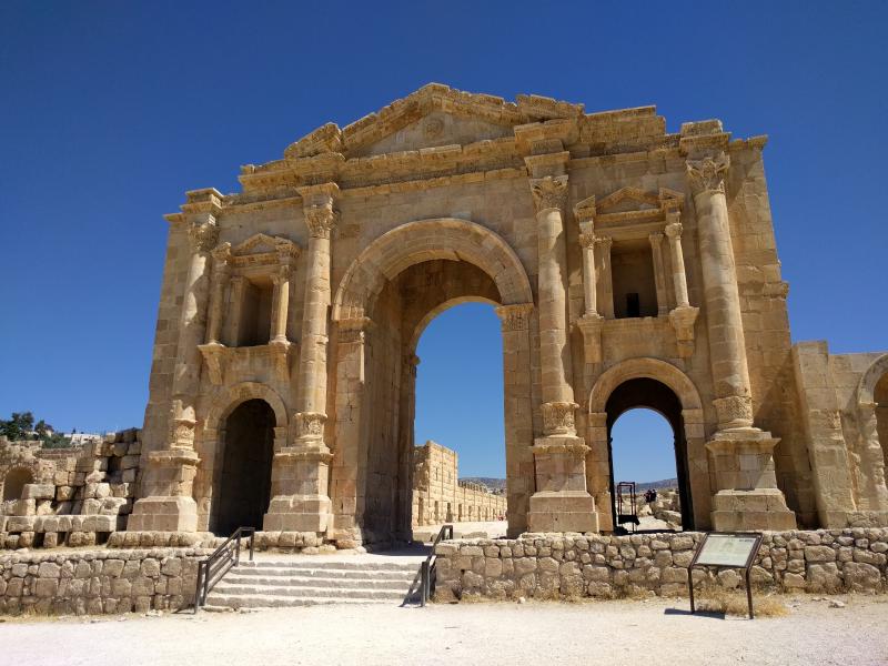 The Arch of Hadrian welcomes you to Jerash